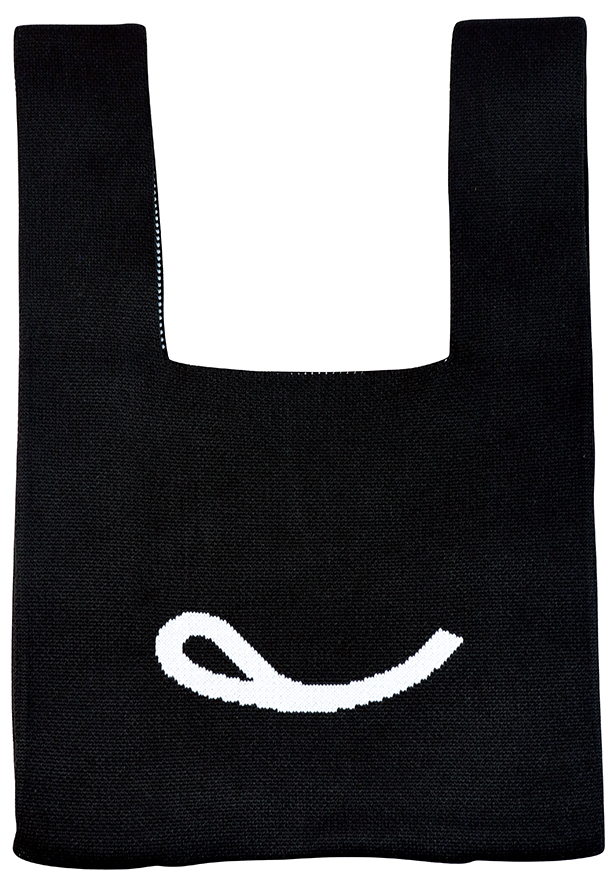 「〔非売品〕オリジナルニットトートバッグ（スマイルマーク）」＜サイズ：＜本体＞横250×縦365（持ち手含む）×マチ110mm＞【不二家の和スイーツが楽しめる「FUJIYA Smile Switch Festa」が銀座三越でスタート！“ペコちゃん×サンリオキャラクターズ”のコラボグッズも登場！】