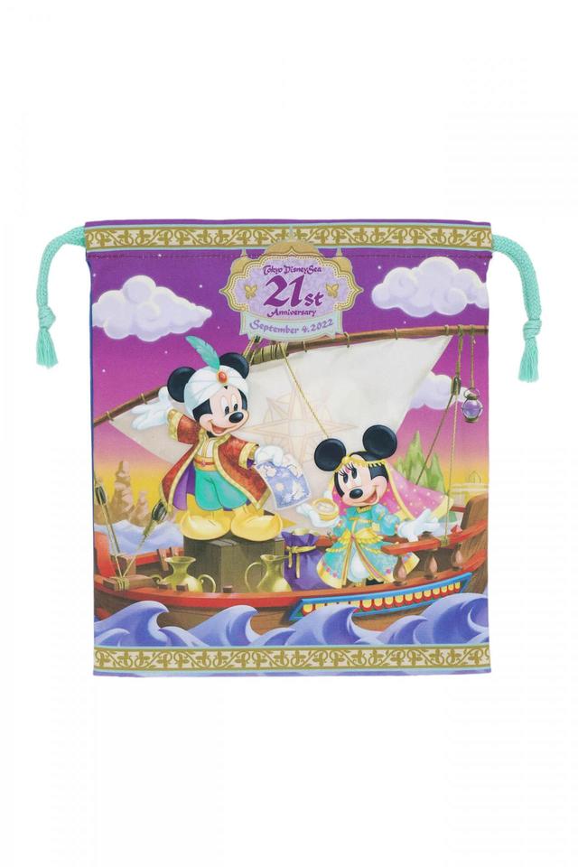 きんちゃく 850円|サイズ:縦約23×横約20cm|東京ディズニーシー開園21周年をお祝いするグッズ|発売日:2022年9月4日(日)|販売店舗:エンポーリオ