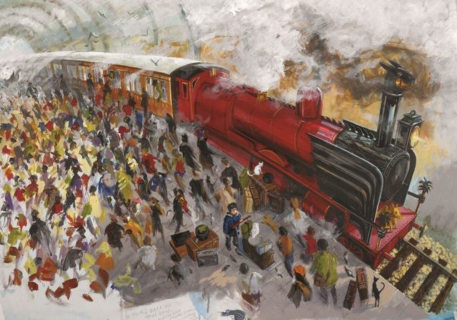 ジム・ケイ 《『ハリー・ポッターと賢者の石』の9と3/4番線の習作》 ブルームズベリー社蔵 ©Bloomsbury Publishing Plc 2015