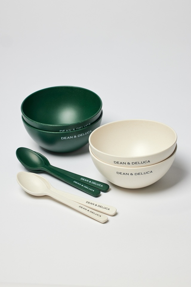 GLOW×DEAN ＆ DELUCA「ボウル2個＆スプーン2本セット＜ホワイト＞＜グリーン＞」