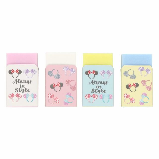 消しゴム〈AIR-IN〉セット 700円｜サイズ：（1個あたり）縦約2×横約3×高さ約5cm、4個セット｜東京ディズニーリゾート くすみパステルのカチューシャ柄グッズ｜販売店舗：東京ディズニーランド「ビレッジショップス」、東京ディズニーシー「エンポーリオ」｜発売日：2023年7月6日（木）
