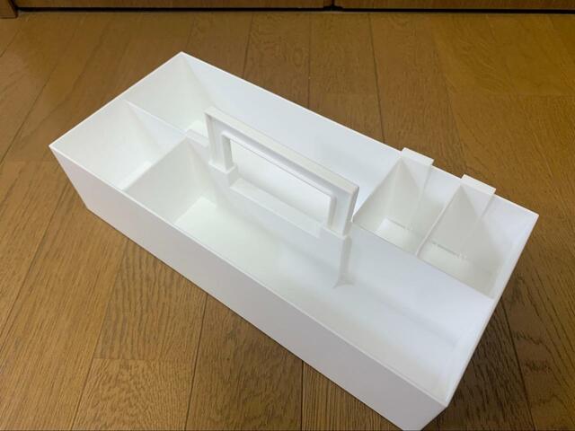 【ニトリ　ハコブNインボックス オフィス】大きなものを入れたい場合は、仕切りの数を減らせばOK