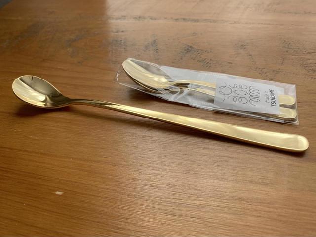 【Standard Products 新潟燕 ソーダスプーン】金メッキのコーヒースプーンと比べてみました