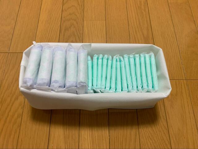 【セリア 整理収納仕切りケース ハンカチ】ナプキン収納にもちょうど良いサイズです