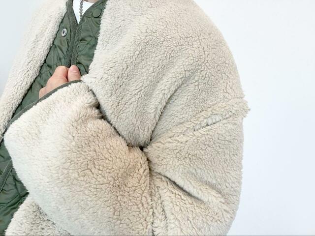 【coca ウォッシャブル キルティングリバーシブルボアブルゾン】ボアはもこもこふわふわで触り心地抜群です