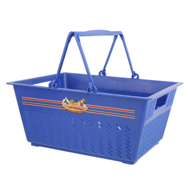 バスケット 2,500円｜ディズニーキャラクターがいっぱいのグロサリーストアをモチーフにしたグッズ｜販売店舗：東京ディズニーランド「ホームストア」、東京ディズニーシー「ヴィラ・ドナルド・ホームショップ」｜発売日：2024年10月10日（木）