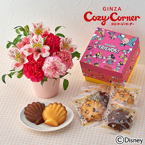 ディズニー「銀座コージーコーナー スイーツギフトとアレンジメントのセット（ミッキー＆フレンズ ）」