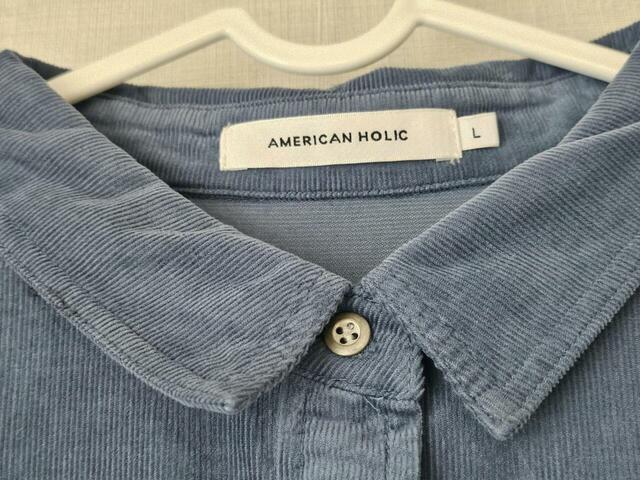 【AMERICANHOLIC コーデュロイシャツワンピース】シャツタイプなので、きちんと感もありながらリラックスした雰囲気も出せます♪