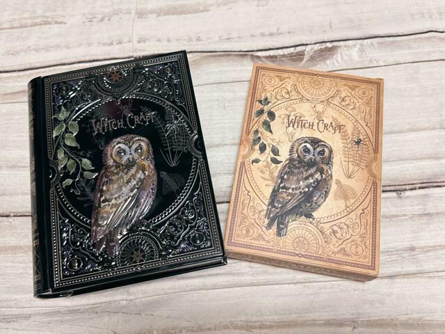 【カルディ 魔法辞書クッキー缶】缶をあけると紙のボックスが登場。こちらのデザインも素敵！