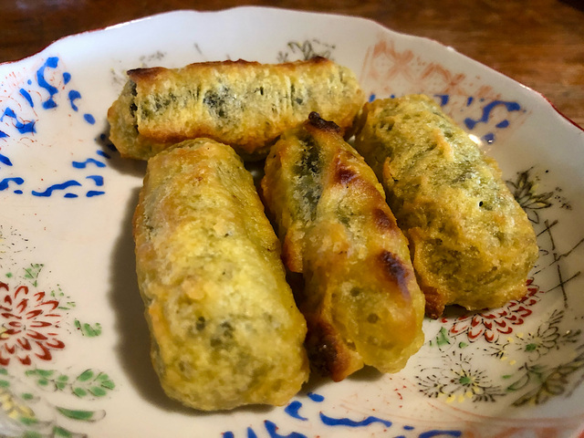 【業務スーパー　のり巻き天ぷら】きつね色の衣が美味しそう