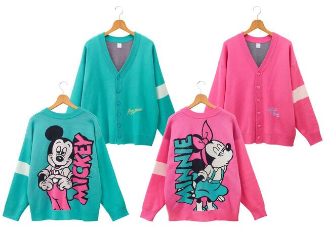 ディズニー ジャガードカーディガン（ミッキーマウス／ミニーマウス）各7,150円｜PLAZA・MINiPLA