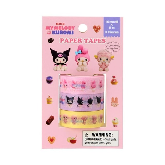 【マイメロディ&クロミ】「ペーパーテープセット」693円/手でちぎることができて使いやすい計3個セット。