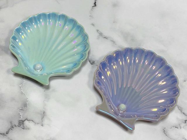 【Francfranc（フランフラン）】オパールシェル　プレート　S  MINT・PURPLE／各税込900円