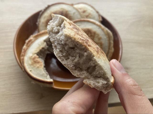 【小笠原陸兆　おにぎり焼き器】中までしっかり火がとおっています。