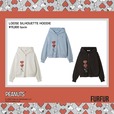 【FURFUR meats PEANUTS】「スヌーピーコラボルーズシルエットパーカー」￥19,800（カラー展開：WHT, BLK, BLU）／ィンテージ風加工を施したスヌーピーと赤いハートモチーフを大胆にプリント