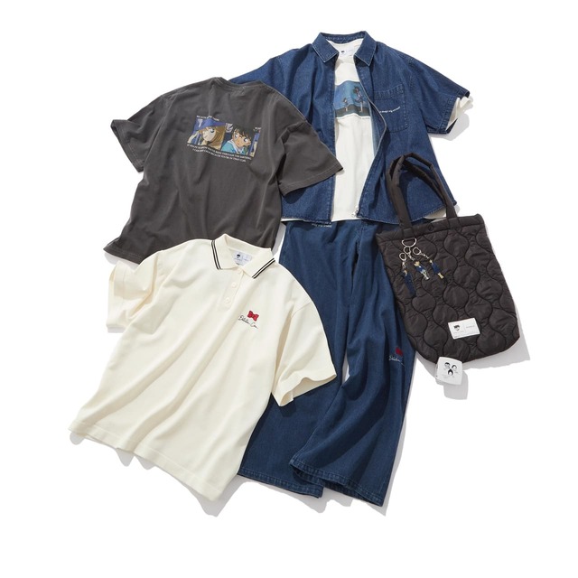 【『名探偵コナン』×and ST】「RAGEBLUE」／【名探偵コナン】キルティングバッグ（全2色）￥4,400　など、さりげなくコラボアイテムを楽しめる商品を展開