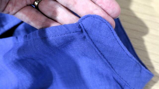 【ワークマン リネンライクベルスリーブブラウス】襟の角が丸くなっているのが可愛い！