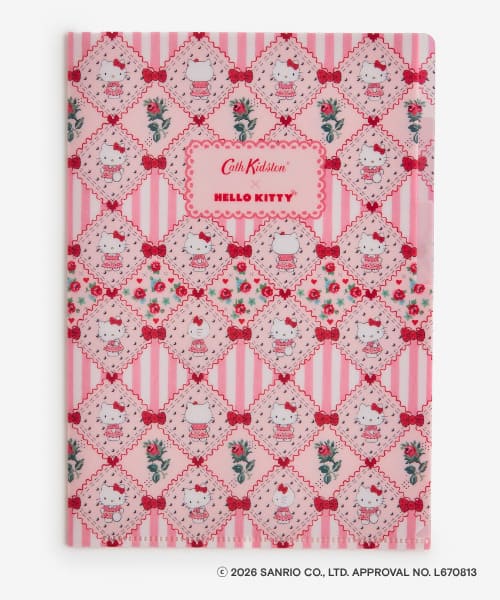 【Cath Kidston × Hello Kitty】クリアファイル Pink 770円／内側に仕切りがある、3ポケットタイプ
