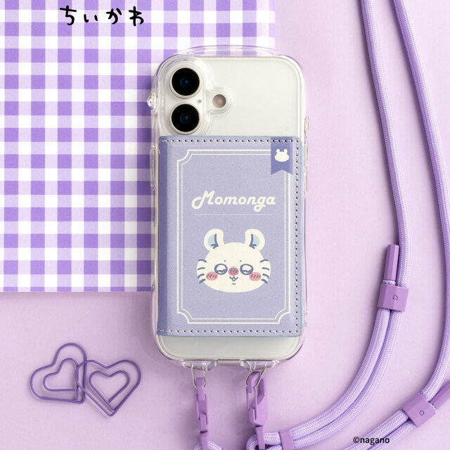 【ちいかわ BookType MagSafe対応カードウォレット】モモンガ／便利なストラップホール付き！ストラップを取り付ければIDケースのように首から下げて持ち歩けます