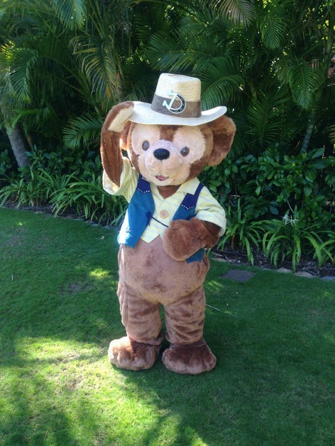 なかなか会えないダッフィーはカウボーイ姿で登場!