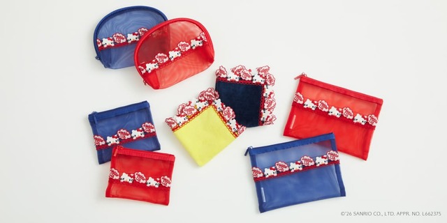 【ハローキティ×近沢レース店×ユナイテッドアローズ】トリプルコラボのハンカチ1型、ポーチ3型を展開