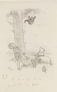 「おいでよ、トラー、やさしいよ」、『プー横丁にたった家』第4章、E.H.シェパード、鉛筆画、1928年、V&A所蔵