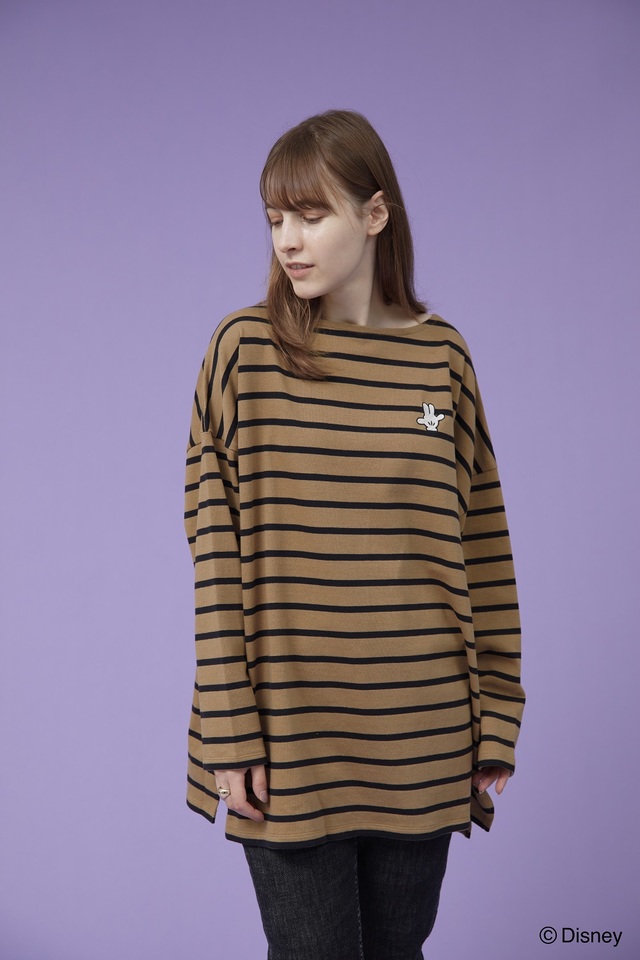 刺繍ボーダーBIGカットプルオーバー ¥3,990