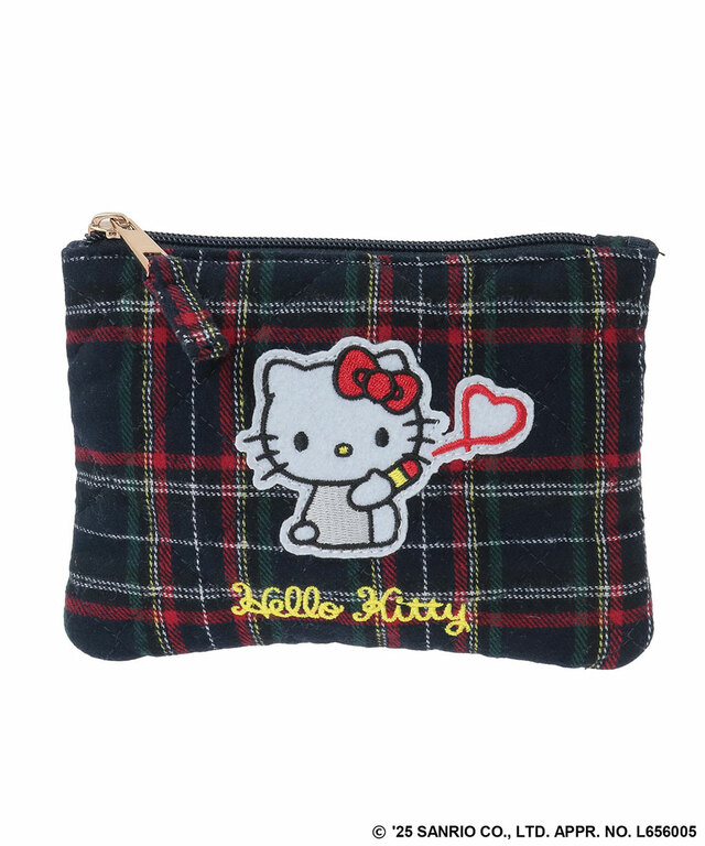 【Green Parks×サンリオキャラクターズ】キルトポーチ(ハローキティ)/かわいいアップリケ刺繍がポイント!(各税込2,480円)