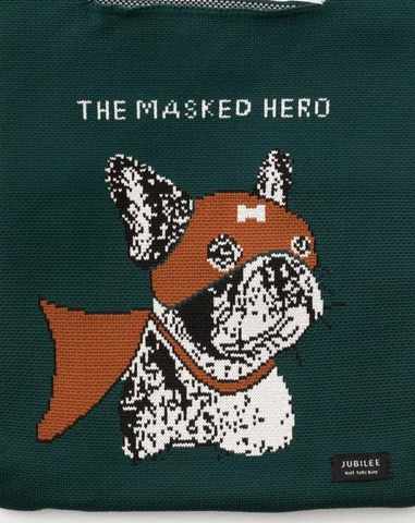 【Jubilee ニット ミニトートバッグ】ティールグリーンの「 The Masked Hero 」