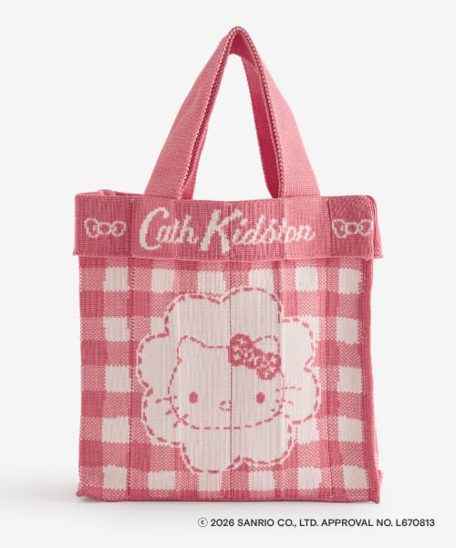 【Cath Kidston × Hello Kitty】ニットハンドバッグ Red 7,700円／Hello Kitty Gingham Provenceのアートを用いて、手描きの線の質感まで細かくニットで表現