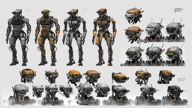 初期のデザイン案。様々な顔のパターンを考えながら、 少しずつ全身のフォルムやディテールをブラッシュアップ