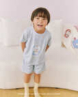 【ドラえもん meets GELATO PIQUE】「【ドラえもん】【キッズ】ワンポイントTシャツ」￥4,950、「【ドラえもん】【キッズ】総柄ショートパンツ」￥5,390