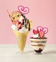 『スイーツバーMelty』いちごとチョコバナナのクレープパフェ・ハートのティラミスパフェ