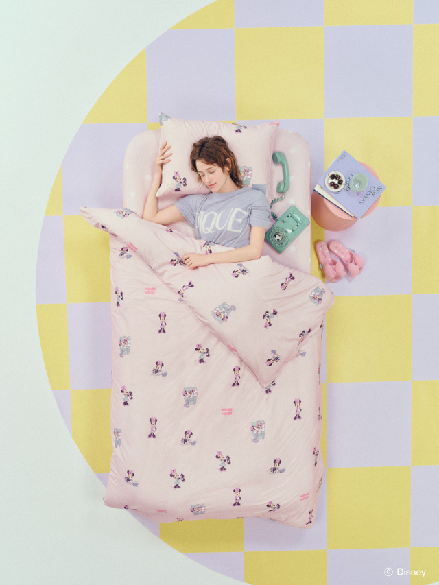 Minnieプリント2点セット（シングル） 14,960円｜gelato pique Sleep ディズニーミッキー＆ミニーコレクション