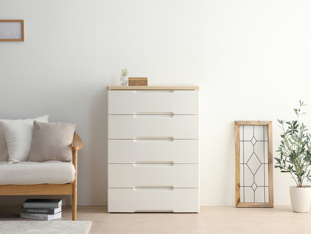 【アイリスオーヤマ アイリスプラザの「収納グッズ」売上ランキング 2位】「ウッドトップチェスト 5段 HG-725 ホワイト」12,980円（税込）