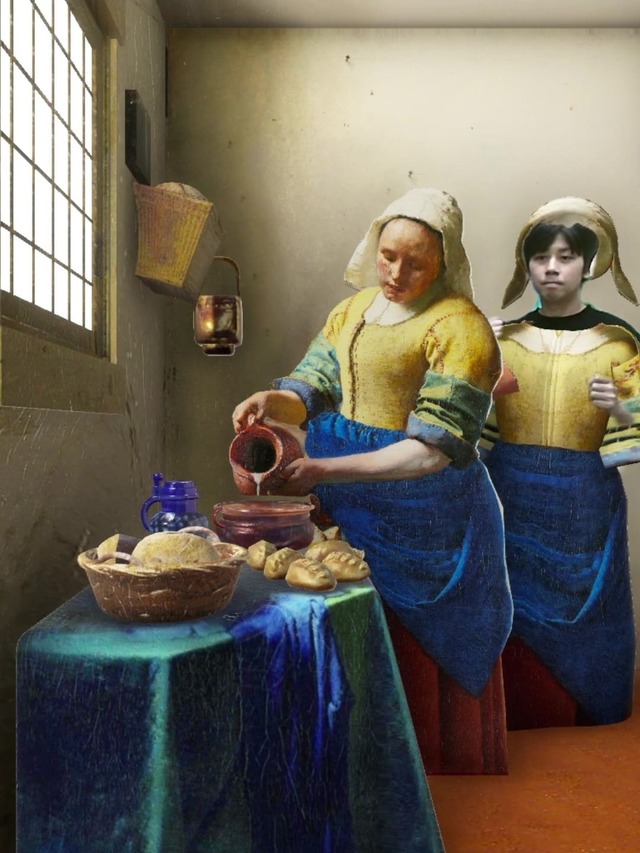 《展覧会の絵》 坪倉輝明 ©teruaki TSUBOKURA／作品の前に立つと、自分の姿が名画の中に入り込み、登場人物になりきって動くことができます。