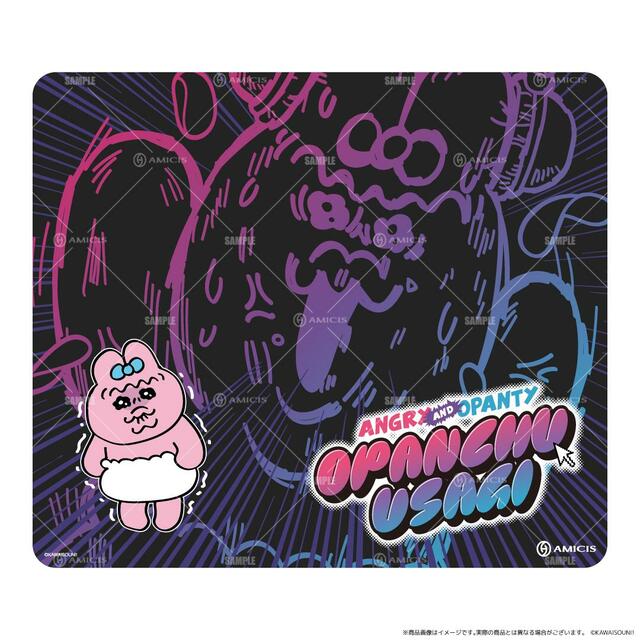 【おぱんちゅうさぎ 限定コラボデバイス/マウスパッド】490mm×420mmのラージサイズ。おぱんちゅうさぎの迫力あるイラストと、快適な操作環境を両立した一枚!