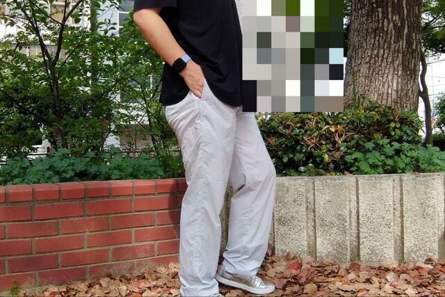 【ワークマン リペアテック(R)超軽量×遮熱シェフパンツ】スチールシルバーは涼しげに見えます