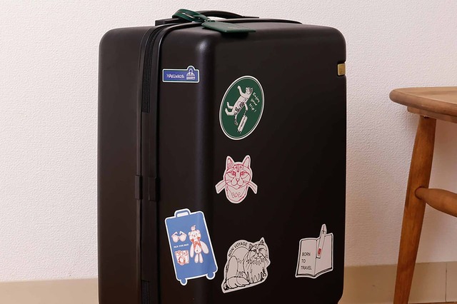 【ace.×HAyU】自分だけのスーツケースにカスタムできるオリジナルステッカーが付いています