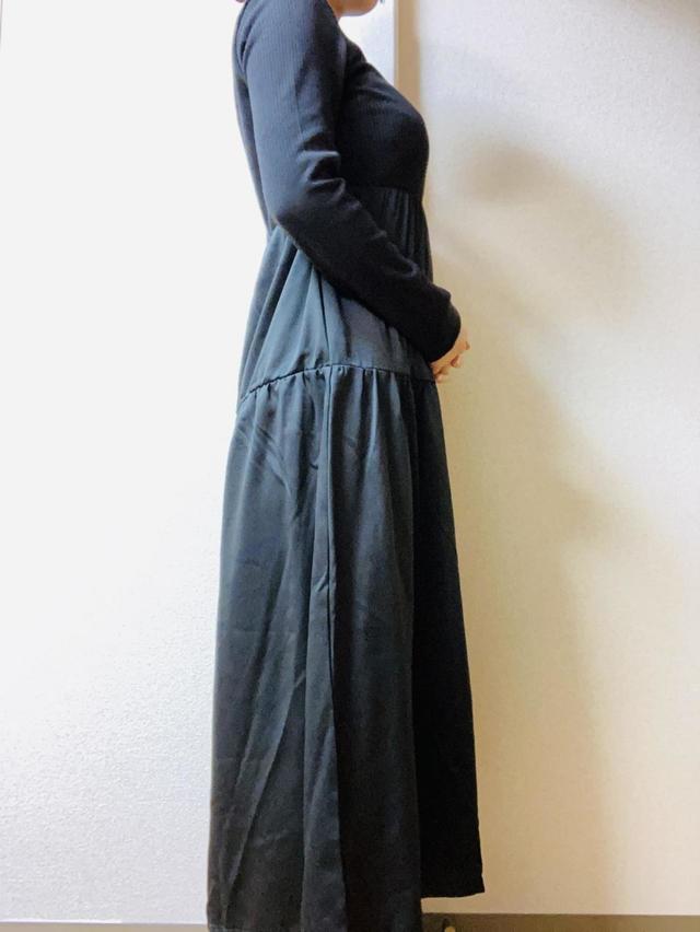 【GU（ジーユー）　リブティアードコンビネーションワンピース（長袖）Z＋E】脚長効果も期待できる！