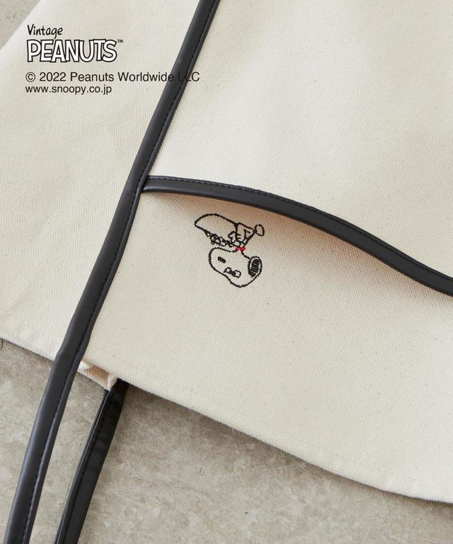 【PEANUTS×EFOLE】 スヌーピー 刺しゅうキャンバス パイピング トートバッグ