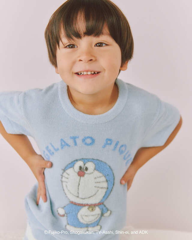 【ドラえもん meets GELATO PIQUE】「【ドラえもん】【キッズ】ジャガードプルオーバー&ショートパンツセット」￥12,980