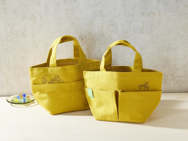 鳥獣戯画ポケットトート（マスタード）