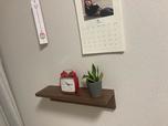 【無印良品　壁に付けられる家具　棚 ウォールナット材突板】鉢植えと時計を置いてみました