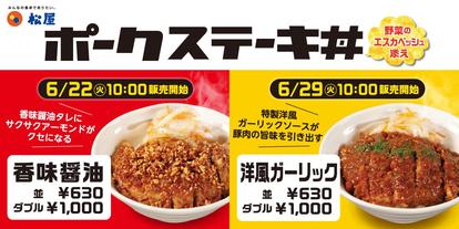 がっつり肉 松屋で人気 ポークステーキ丼 新ソース 洋風ガーリック がウマそう うまい肉