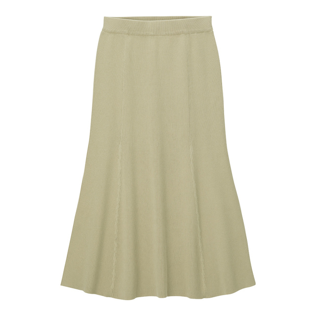 リブニットマーメイドスカートGREEN