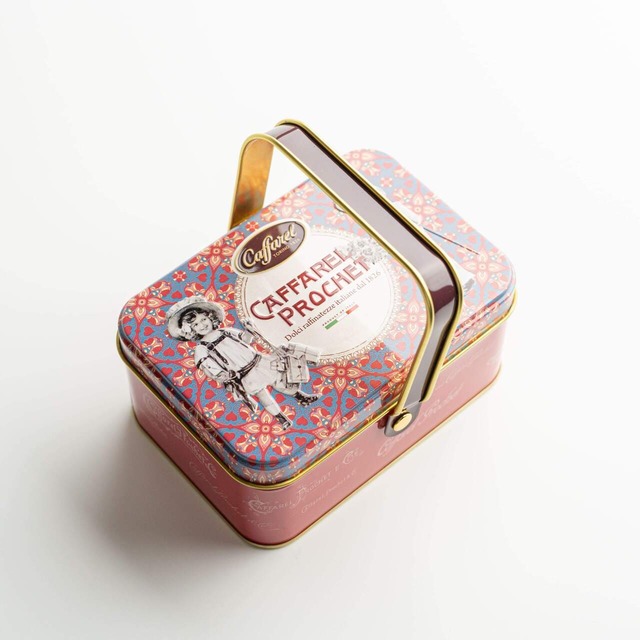 【カファレル】華やかなスカーレットとオールドブルーのツートンカラーにボルドーの持ち手がポイント