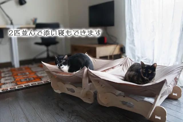 にゃくもを連結して使うのもおすすめ。2匹並んで添い寝もできます