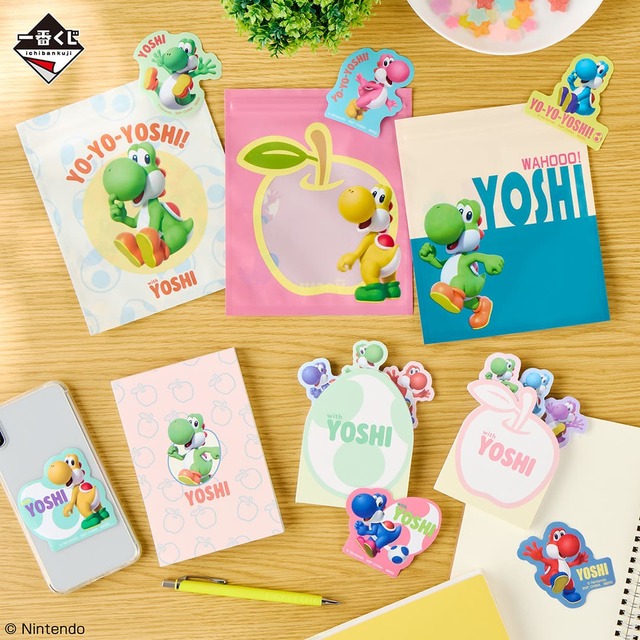【一番くじ スーパーマリオ with YOSH】F賞：ジッパーバッグ・メモコレクション（全6種）