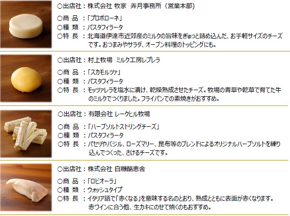 「北海道地チーズSelect 5食べ比べ」対象商品 